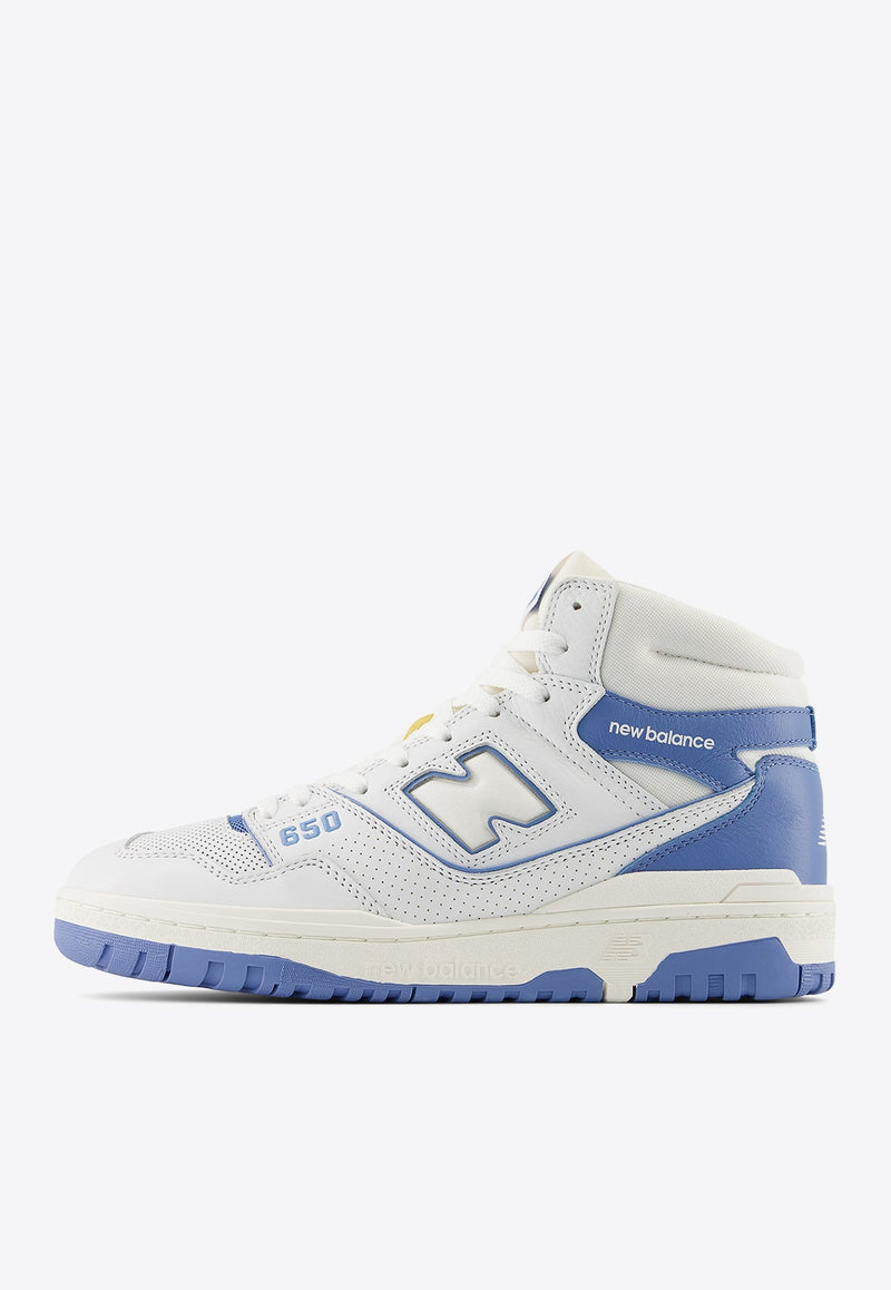 650 High-Top Sneakers in White and Blue