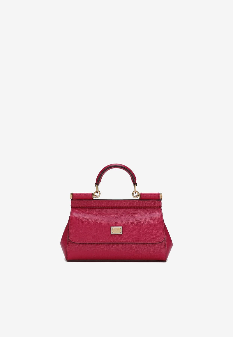 Small Sicily Top Handle Bag in Dauphine Leather