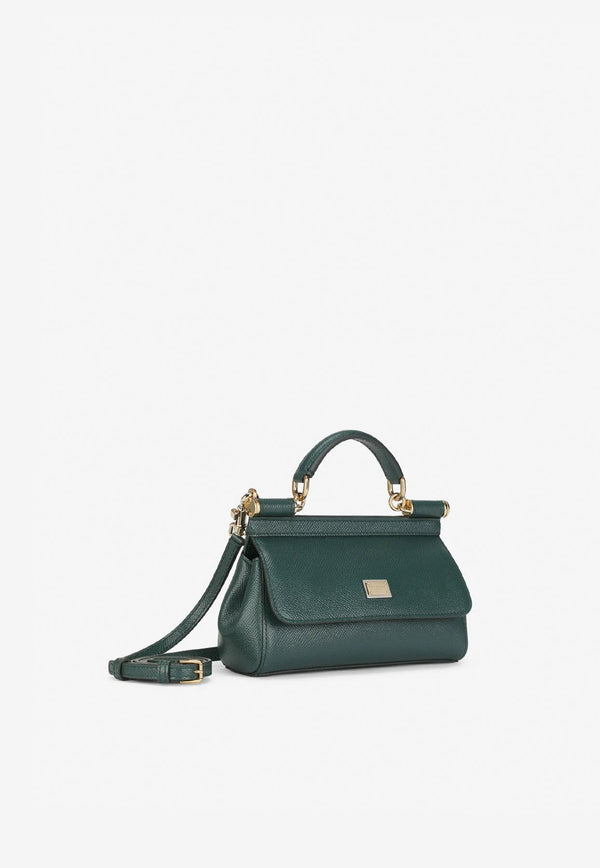 Small Sicily Top Handle Bag in Dauphine Leather