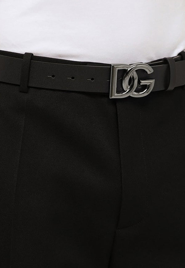 Leather Logo-Buckle Belt