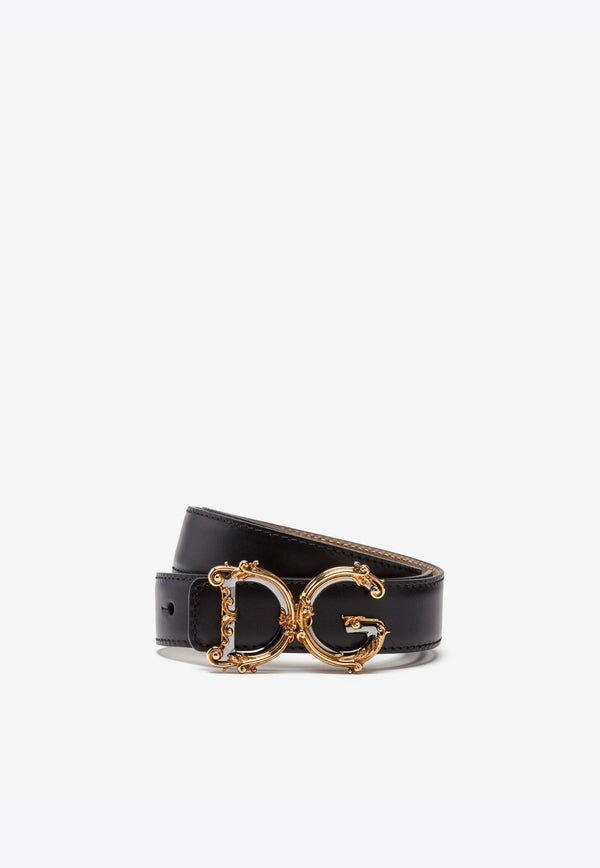 Calfskin Belt with Baroque DG Logo