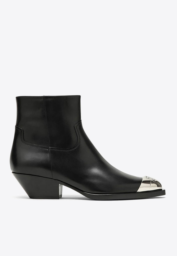 Western Ankle Boots in Calf Leather