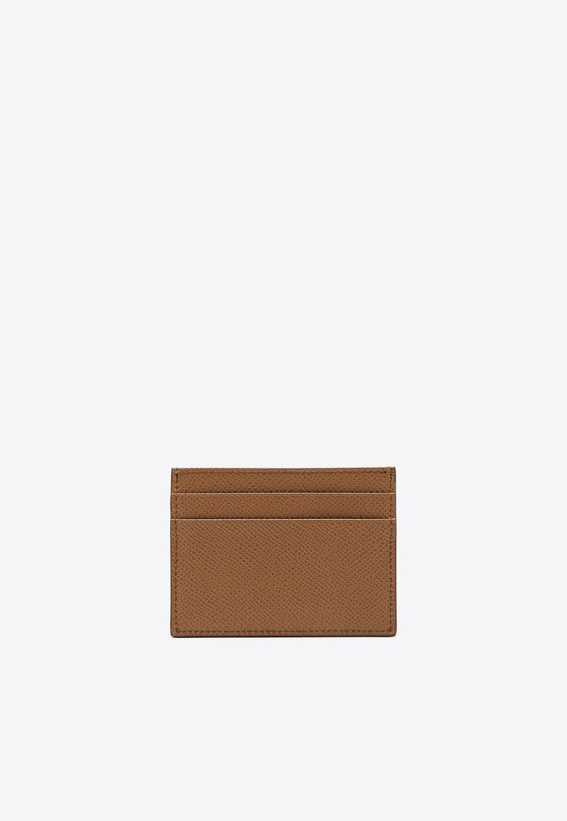 Logo Tag Grained-Leather Cardholder