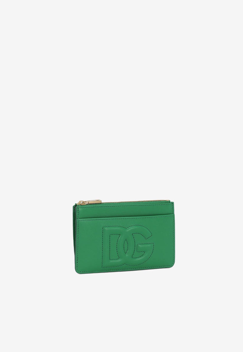 Medium DG Logo Zip Cardholder in Calf Leather