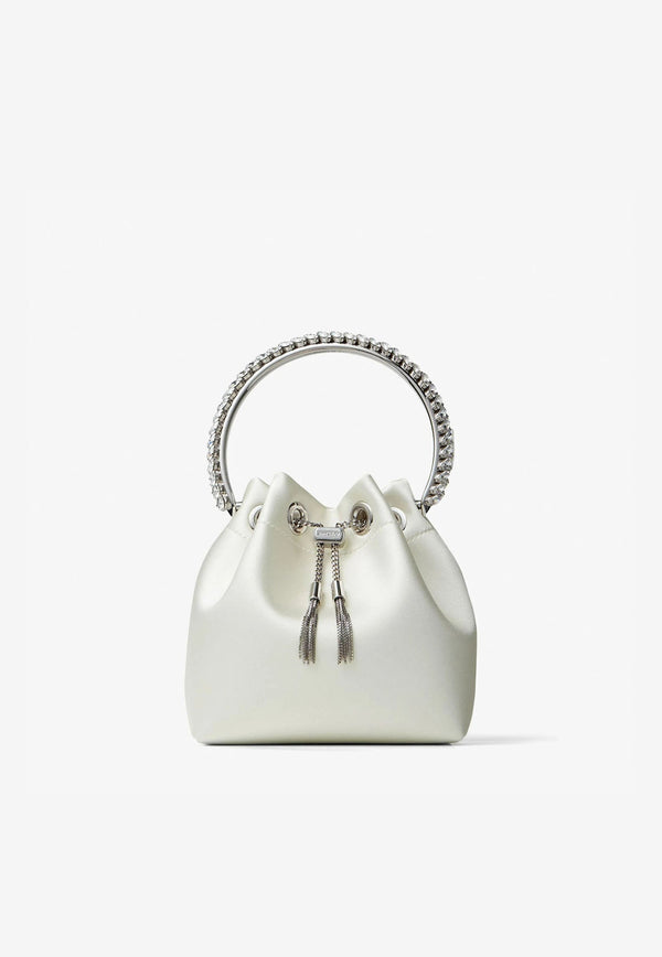 Bon Bon Crystal-Embellished Satin Bucket Bag