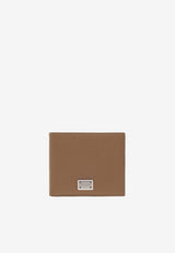 Logo Plate Leather Bi-Fold Wallet