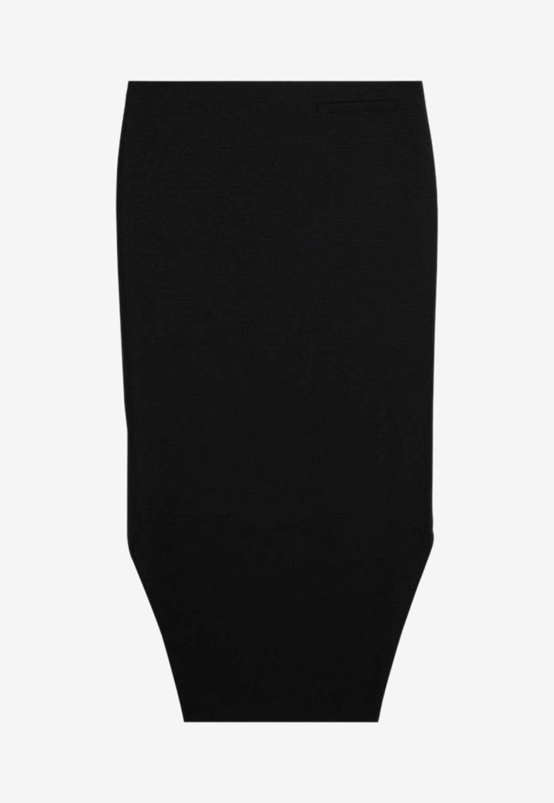 Asymmetrical Wool Midi Skirt