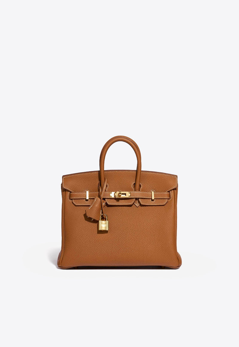 Birkin 25 Top Handle Bag in Gold Togo with Gold Hardware