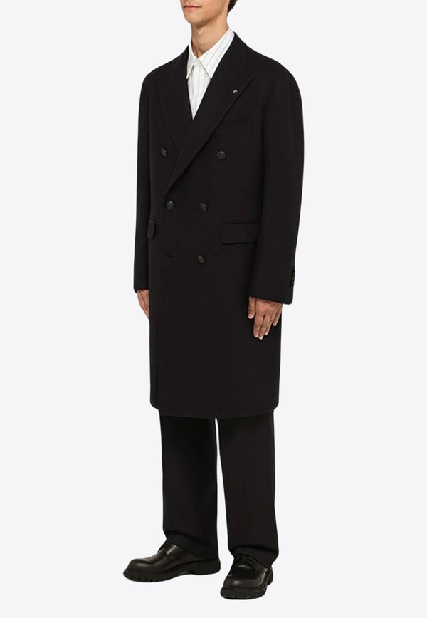 Double-Breasted Knee-Length Wool Coat