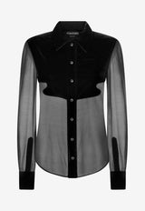 Georgette Shirt with Velvet Insert