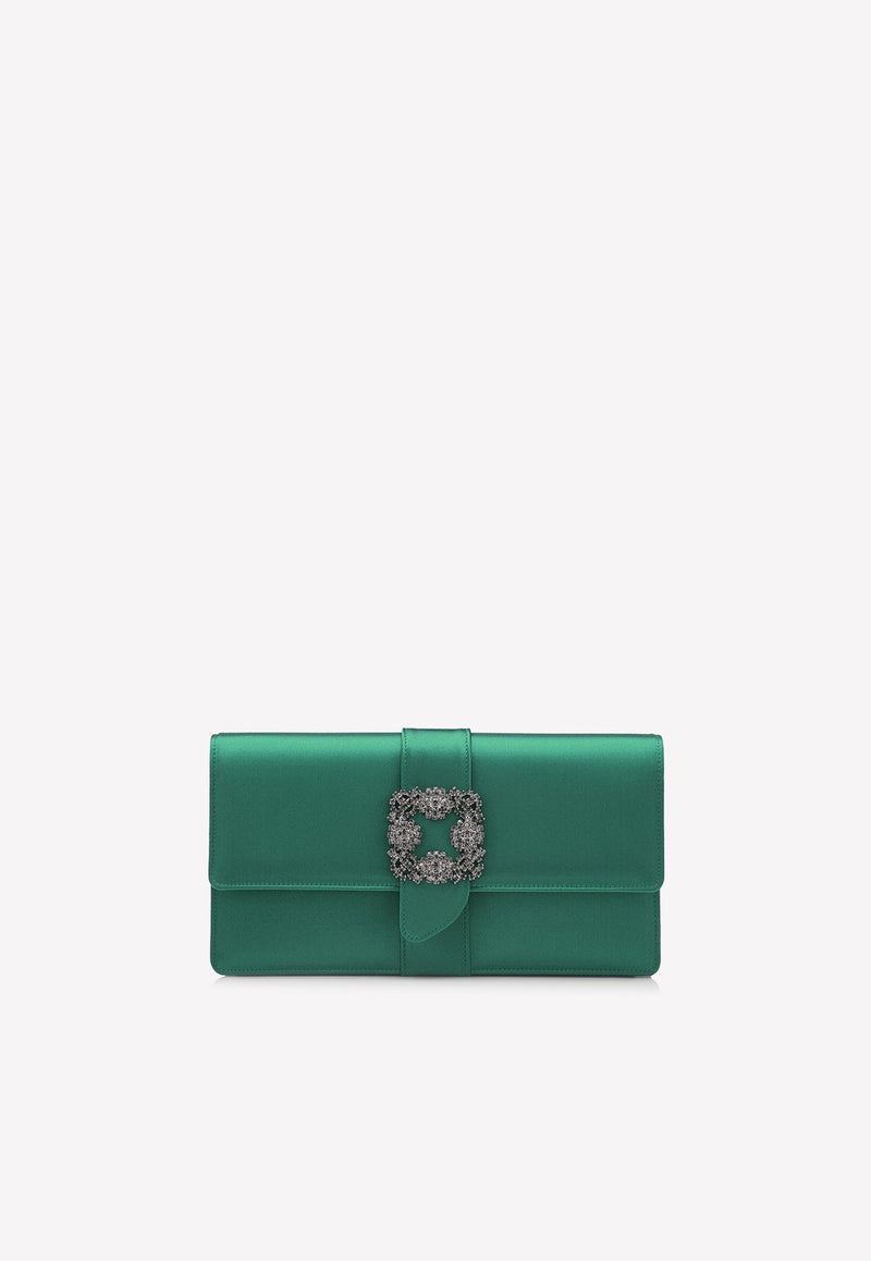 Capri Crystal Embellished Buckle Satin Clutch