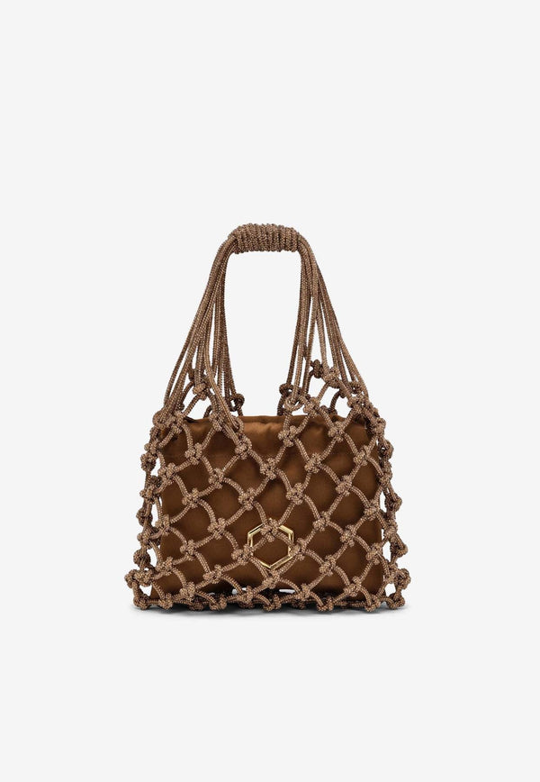 Carrie Crystal-Woven Top Handle Bag
