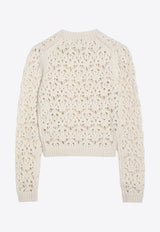 Perforated Wool Crewneck Sweater