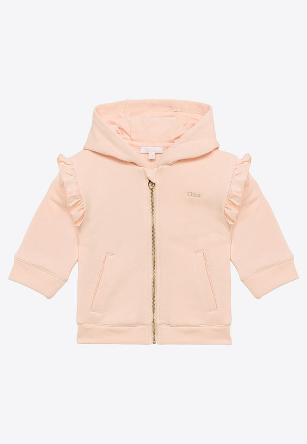 Baby Girls Logo Embroidered Zip-Up Hoodie