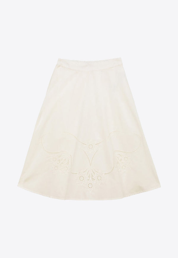 Girls Embroidered Midi Skirt