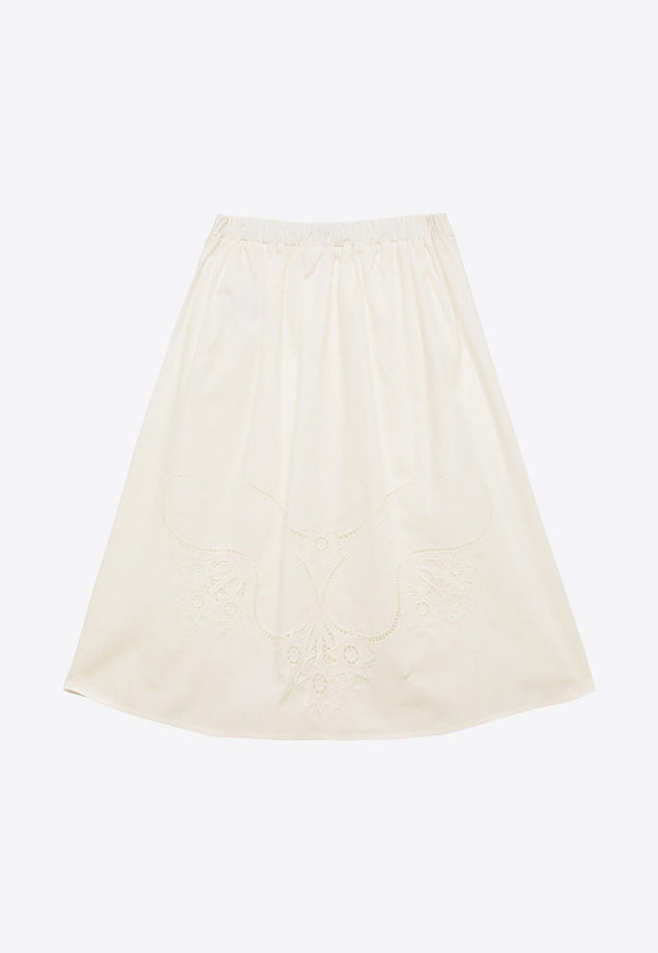 Girls Embroidered Midi Skirt
