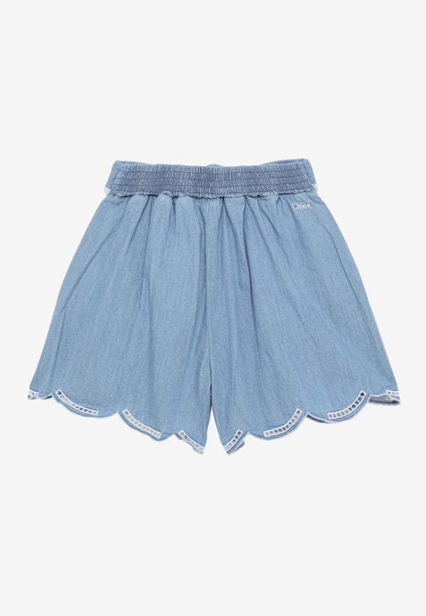 Girls Embroidered Denim Shorts
