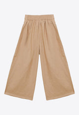 Girls Wide-Leg Pants with Bow Detail