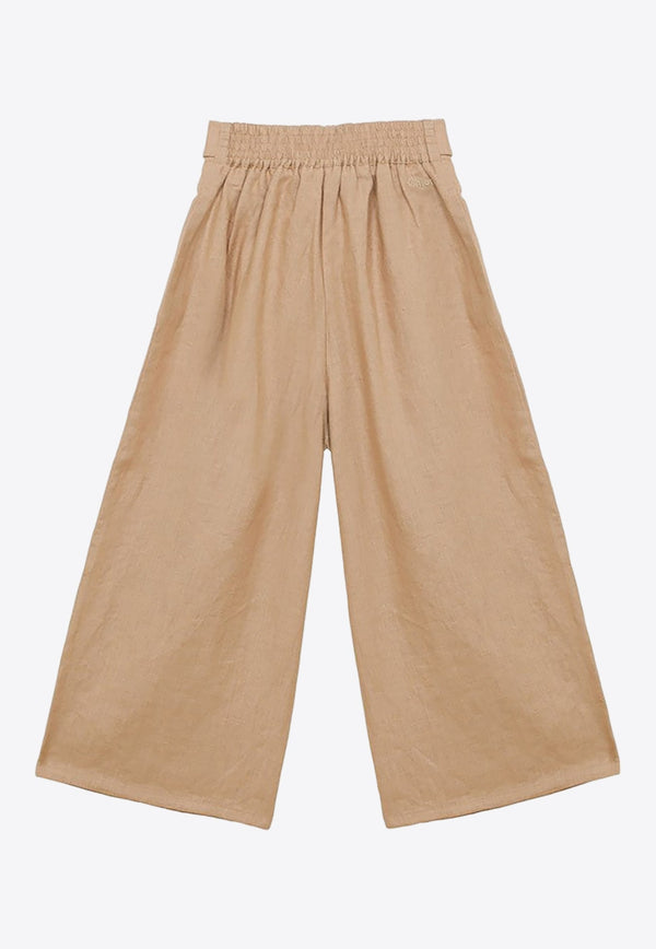 Girls Wide-Leg Pants with Bow Detail