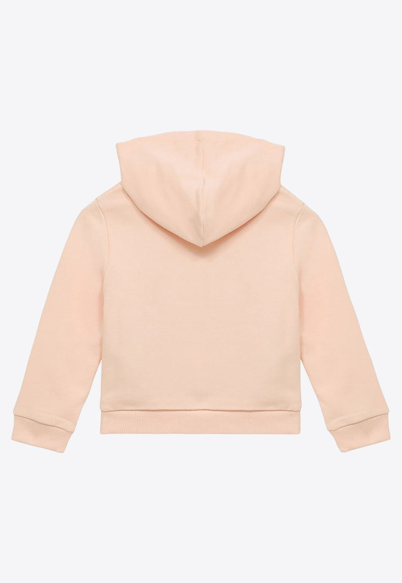 Girls Zip-Up Hooded Sweatshirt with Eyelet Detail