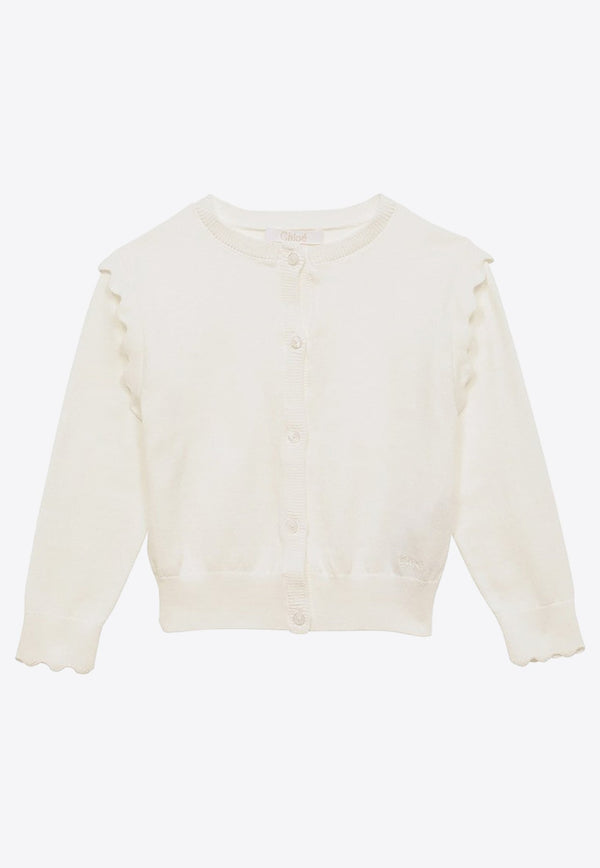 Girls Logo-Embroidered Knitted Cardigan