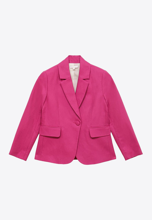 Girls Single-Breasted Buttoned Blazer