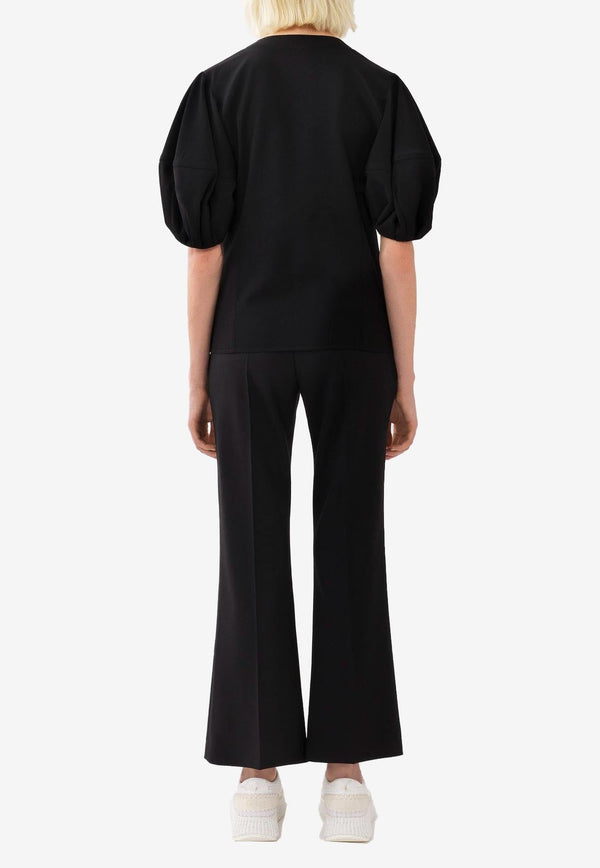 Cropped Boot-Cut Pants in Wool