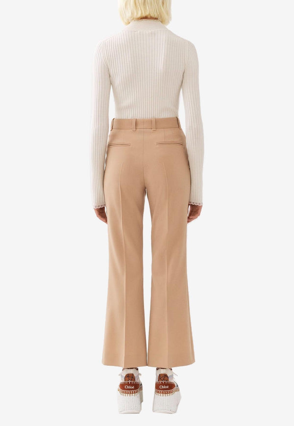 Cropped Boot-Cut Pants in Wool