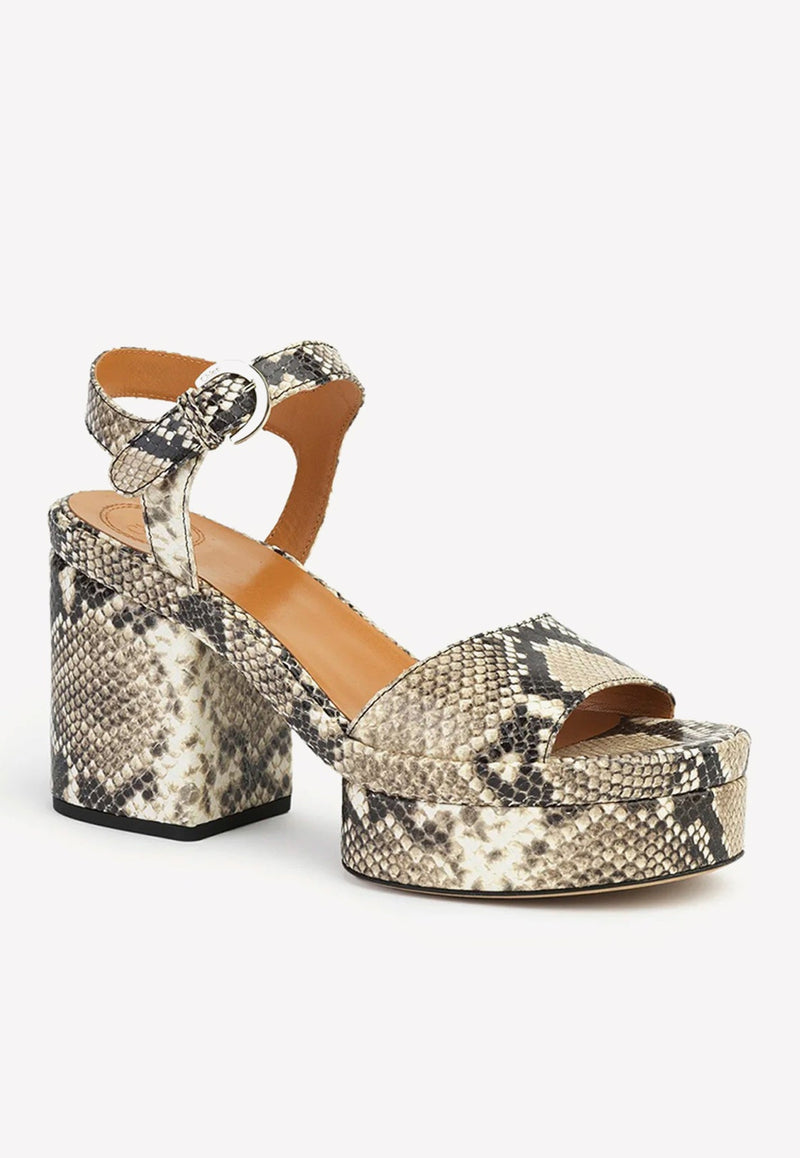 Odina 100 Python-Effect Goatskin Sandals