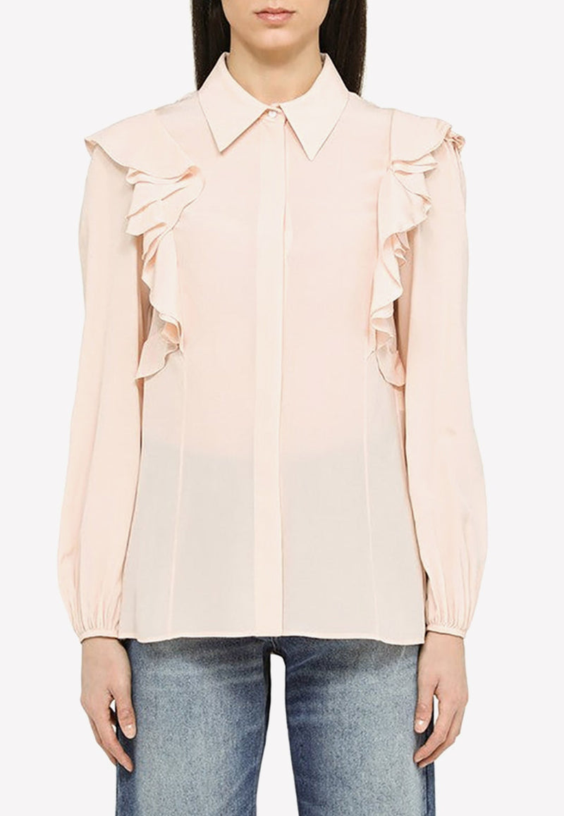 Ruffled Long-Sleeved Blouse