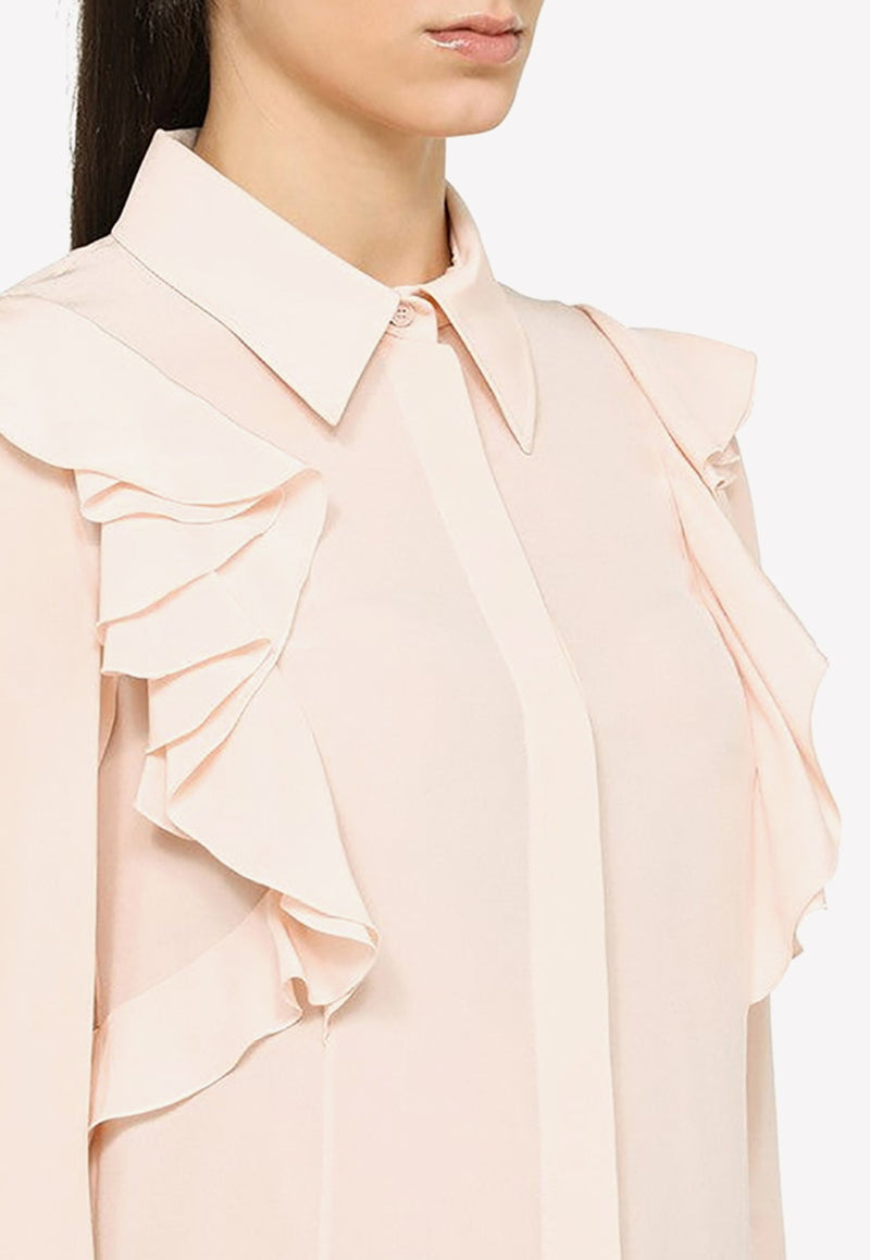 Ruffled Long-Sleeved Blouse