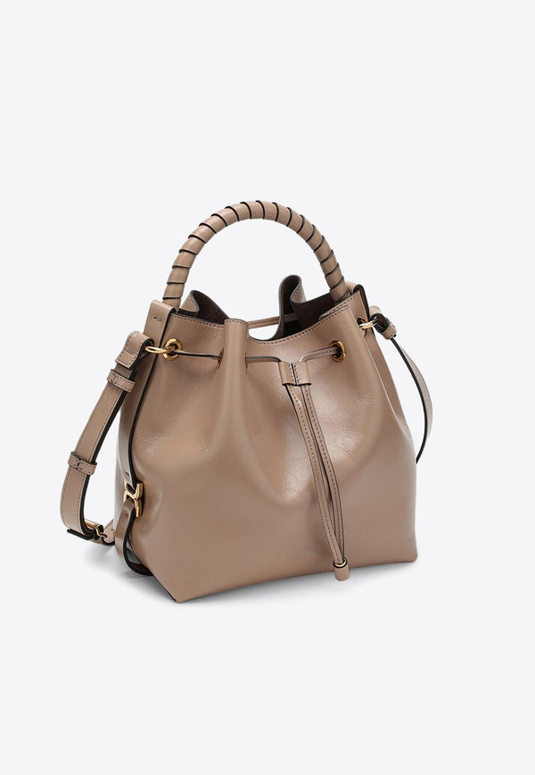 Marcie Shiny Leather Bucket Bag