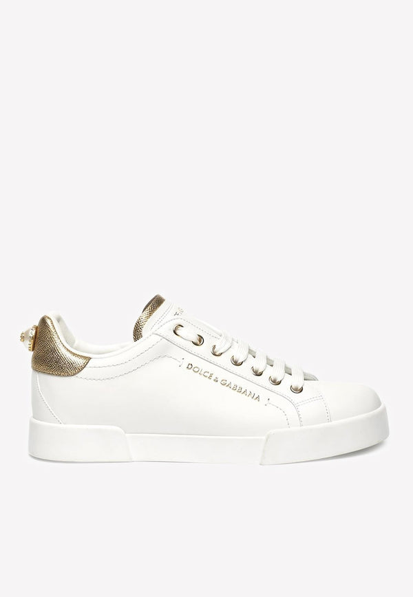 Portofino Calf Leather Sneakers with Logo Lettering