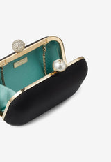 Cloud Pearl and Crystal Clutch in Satin