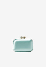 Cloud Pearl and Crystal Clutch in Satin