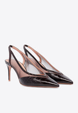 Collins 70 Croc-Embossed Slingback Pumps