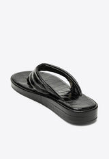 Logo Patch Croc-Embossed Leather Flip-Flops