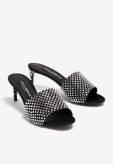 65 Rhinestone-Embellished Satin Mules