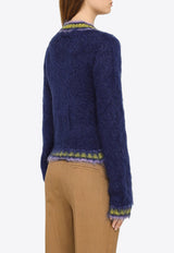 V-Neck Knitted Sweater in Mohair Blend