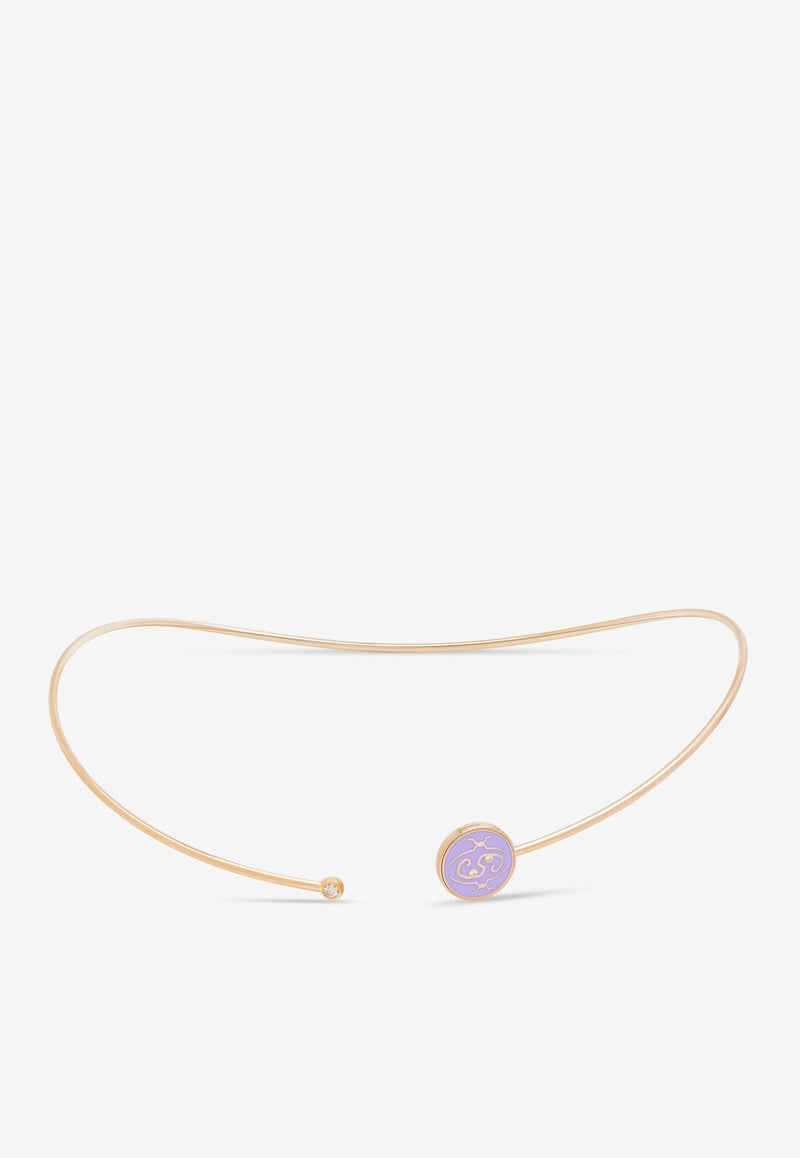 Me Oh Me New Purple Exceptional 18K Rose Gold Diamond Choker