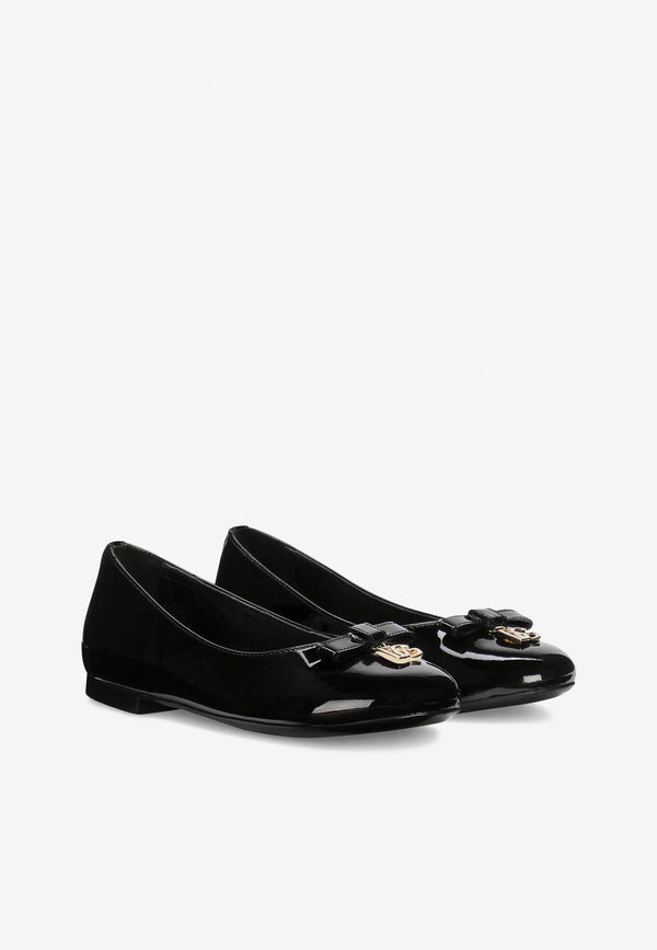 Girls DG Logo Patent Leather Ballet Flats