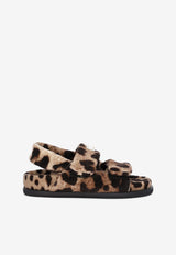 Girls Terrycloth Sandals with Leopard Print