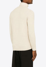 Cable-Knit Turtleneck Wool Sweater