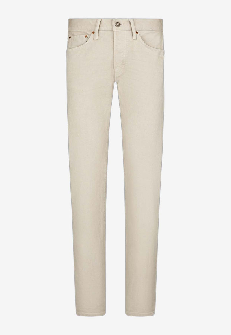 Wrinkled-Effect Slim-Leg Jeans