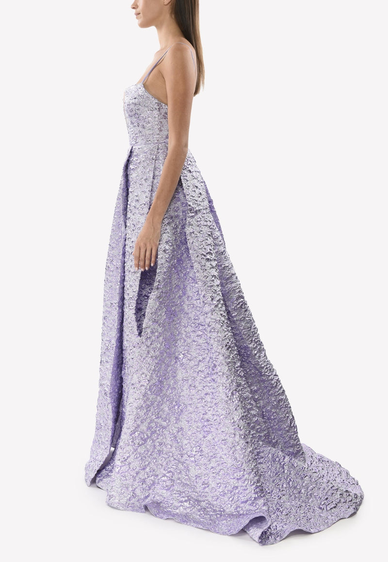 The Keeva Lurex Floral A-Line Gown