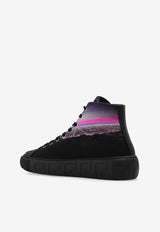 Greca Hills Print High-Top Sneakers