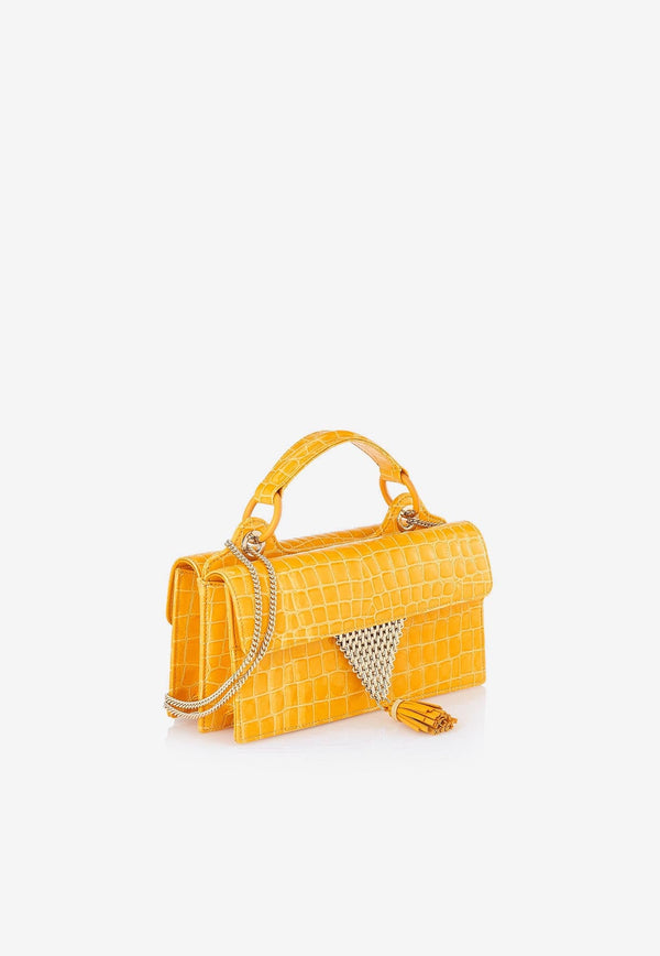 Downtown 24/7 Top Handle Bag in Croc-Embossed Leather