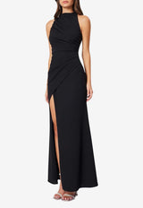 Jade High-Neck Draped Maxi Dress