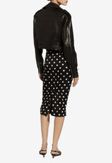 Polka Dot Print Midi Pencil Skirt