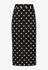 Polka Dot Print Midi Pencil Skirt